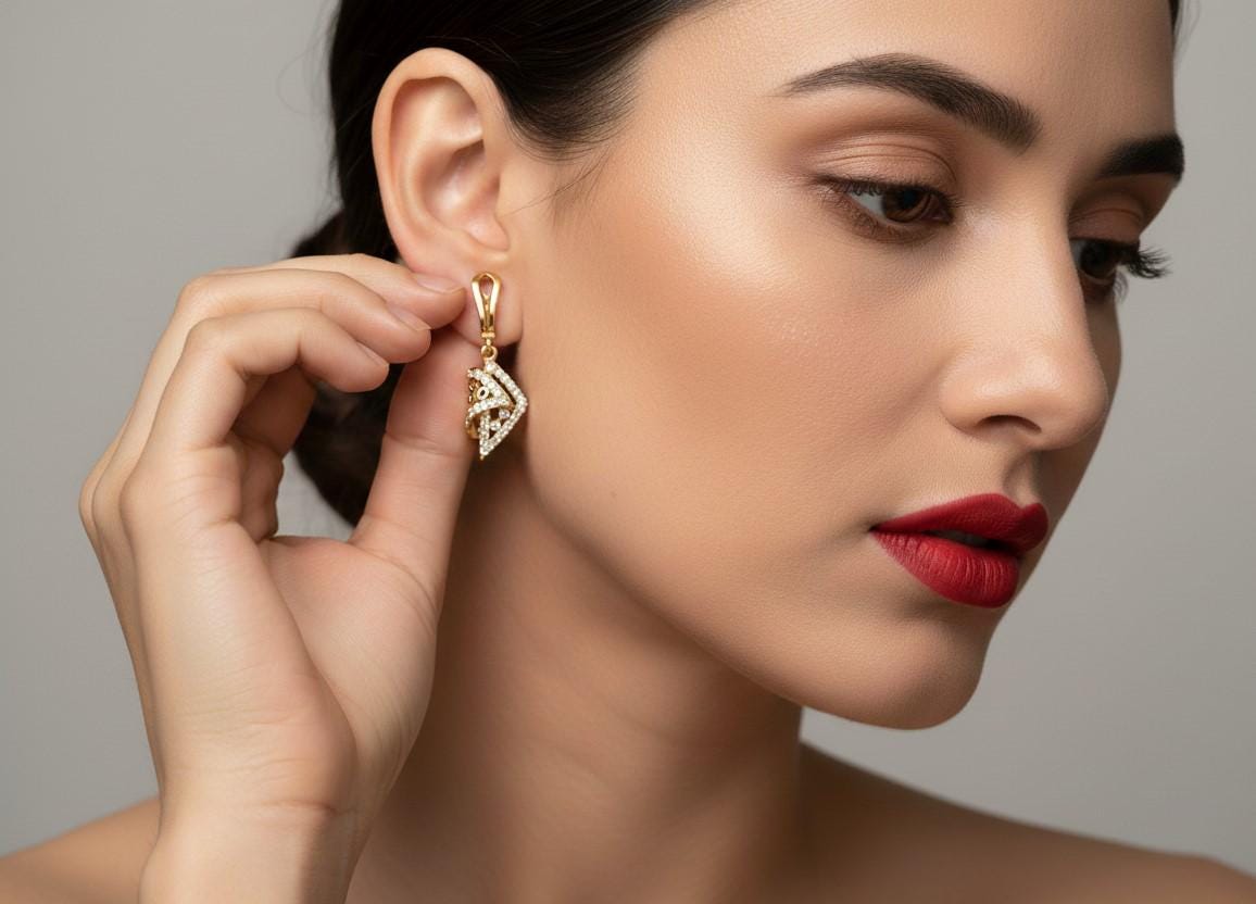 Moissanite Geometric Drop Stud Earrings | Hypoallergenic Luxury | Gold, Rose Gold, Silver