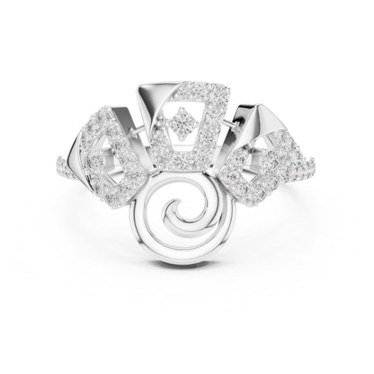 Riora Art Deco Moissanite diamond statement ring with geometric vintage design and bold cocktail band.