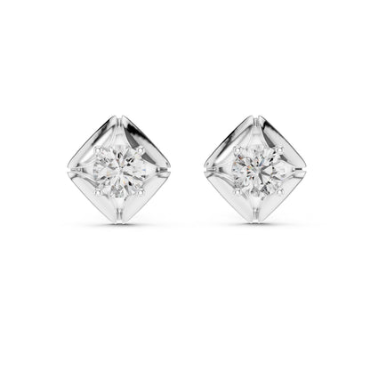 Riora moissanite diamond stud earrings in gold, rose gold, and silver, minimalist bridal jewelry for wedding or gift.