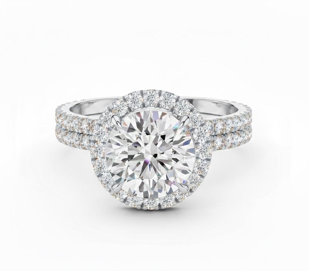 CZ Halo Engagement Ring | Gold, Rose Gold & Silver | Hypoallergenic Bridal Jewelry