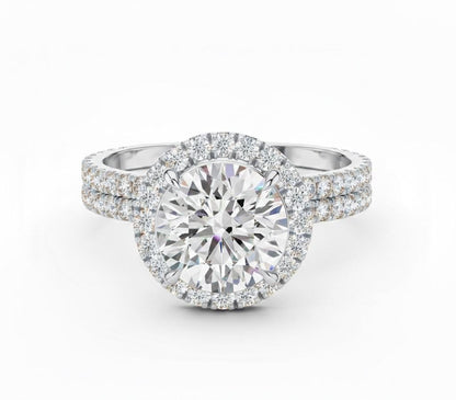 CZ Halo Engagement Ring | Gold, Rose Gold & Silver | Hypoallergenic Bridal Jewelry
