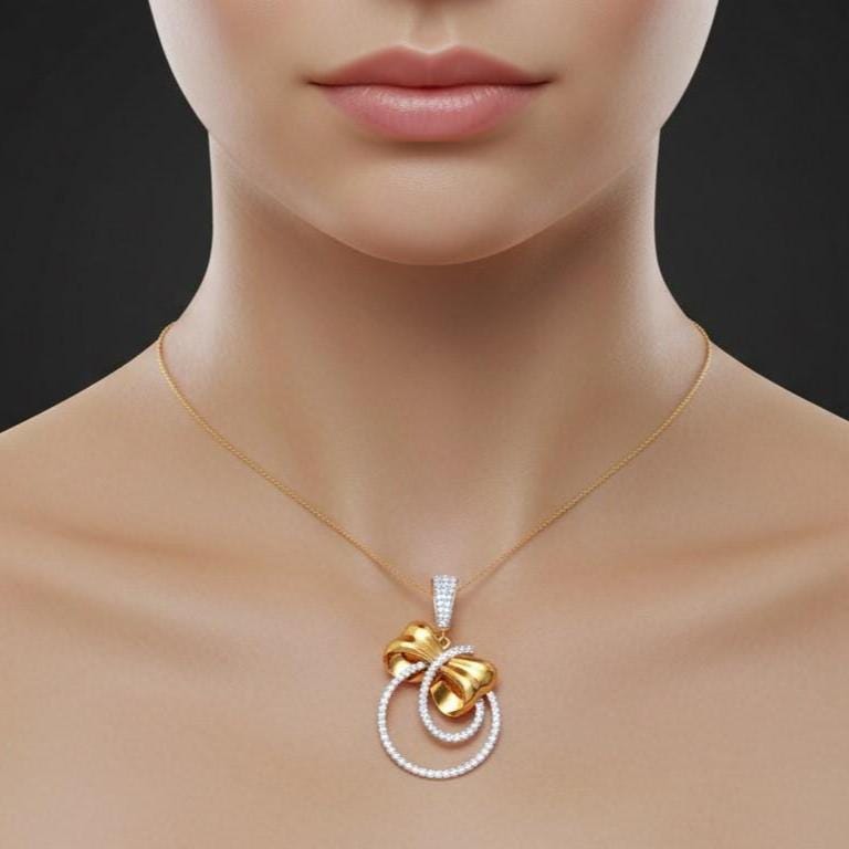 Moissanite Double Circle Pendant Necklace for Women | Gold, Rose Gold & Silver | Anniversary & Bridal Gift
