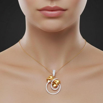 Moissanite Double Circle Pendant Necklace for Women | Gold, Rose Gold & Silver | Anniversary & Bridal Gift