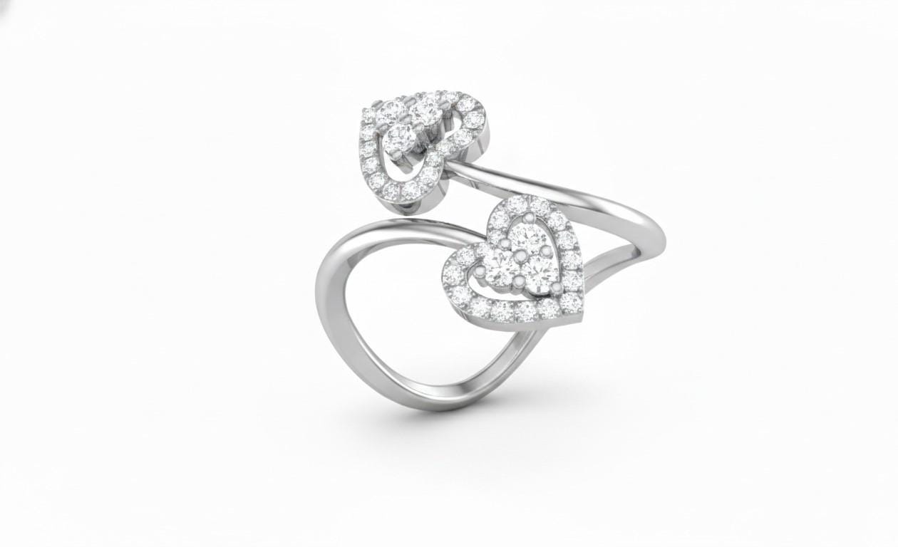 Heart Moissanite Ring | Romantic Open Promise Ring | Adjustable Valentine Jewelry Gift for Her