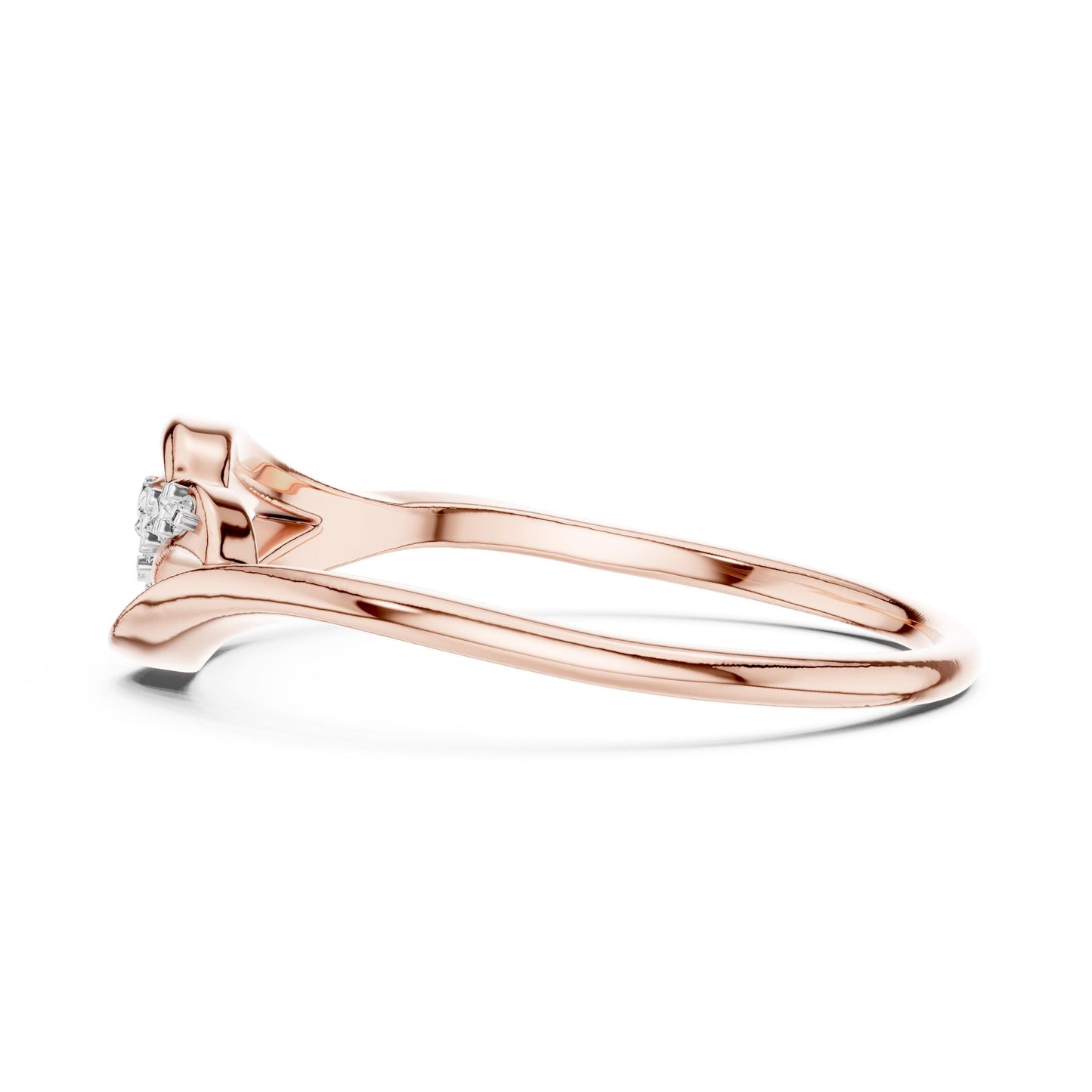 Riora moissanite leaf vine ring in rose gold featuring a nature-inspired minimalist design for women’s bridal or anniversary wear