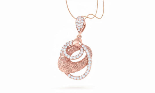Moissanite Swirl Pendant Necklace, Rose Gold Silver, Adjustable Chain