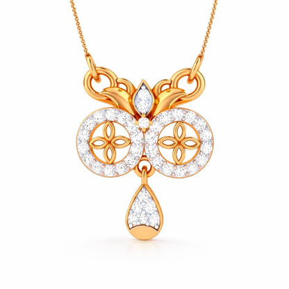 Riora moissanite floral pendant necklace in rose gold, gold, and silver with dainty, elegant design for women.