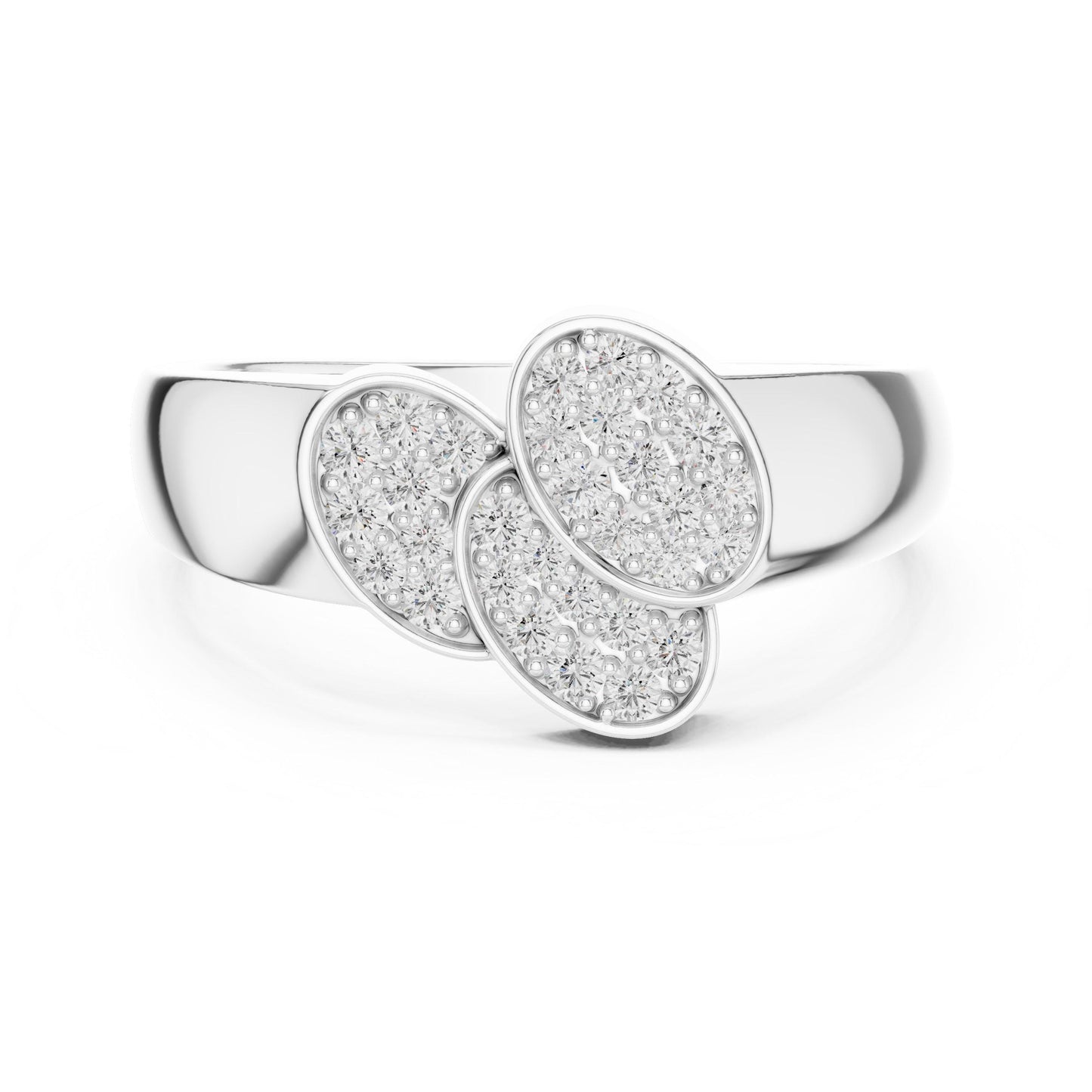 Riora luxury triple cluster moissanite diamond ring with rose gold band, dainty bridal statement promise ring, elegant jewelry piece