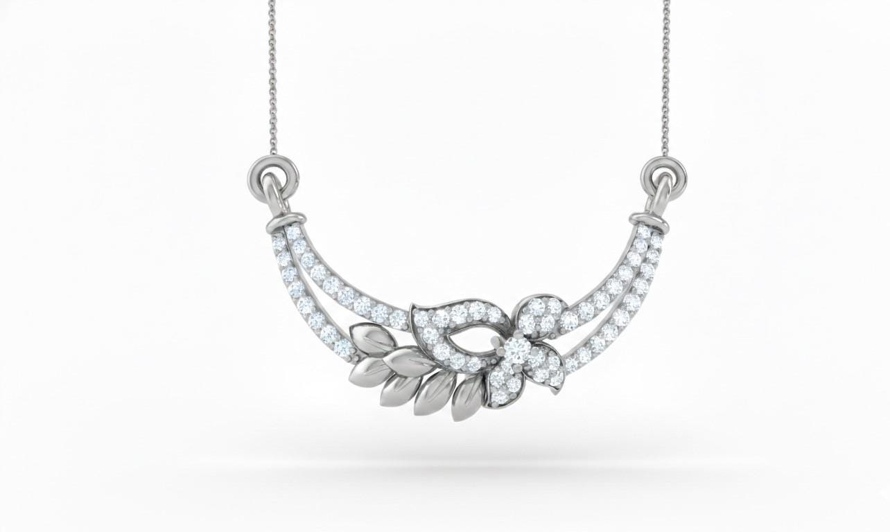 Riora elegant moissanite floral necklace featuring a sparkling flower pendant, perfect bridal jewelry or wedding gift for her