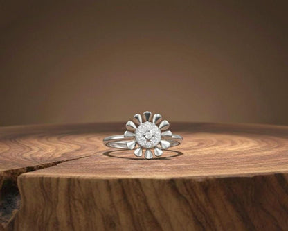 Moissanite Floral Daisy Ring for Women | Gold, Rose Gold & Silver | Sizes 5–11 | Promise & Valentine Gift