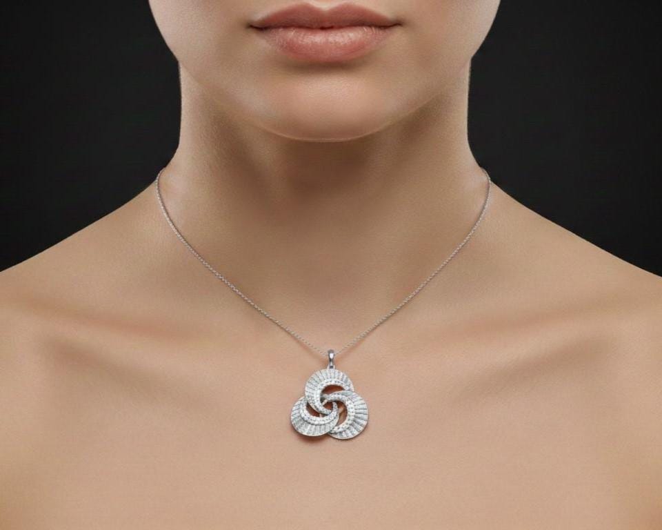 Moissanite Interlocking Circle Pendant Necklace | Gold Rose Silver | Hypoallergenic Bridal Jewelry Gift for Her