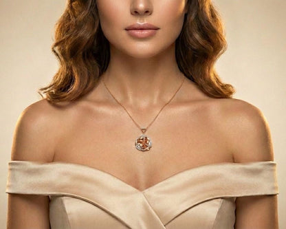 Moissanite Floral Pendant | Rose Gold Non Tarnish Hypoallergenic Necklace | Valentine Gift for Her