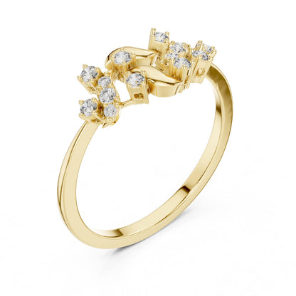 Riora floral vine moissanite diamond ring in rose gold with leaf design, dainty wedding band or engagement jewelry.