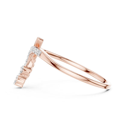 Riora moissanite curved diamond ring in gold, rose gold, and silver, minimalist stacking design for engagement or jewelry collection