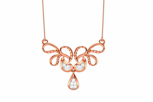 Moissanite Swan Drop Necklace by Riora featuring a gold, rose gold, or silver pendant with a minimalist, elegant bridal jewelry design