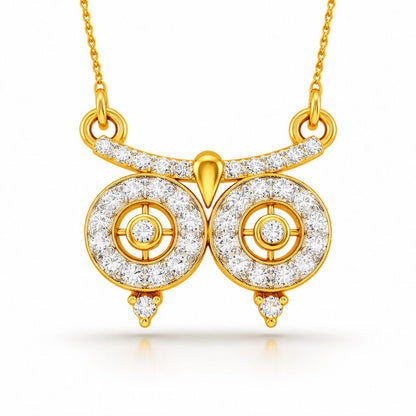 Rose gold owl moissanite necklace with a dainty pendant, elegant and minimalist jewelry for women by Riora
