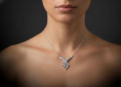 Riora rose gold moissanite heart drop necklace, delicate bridal jewelry with romantic design, perfect for special occasions.