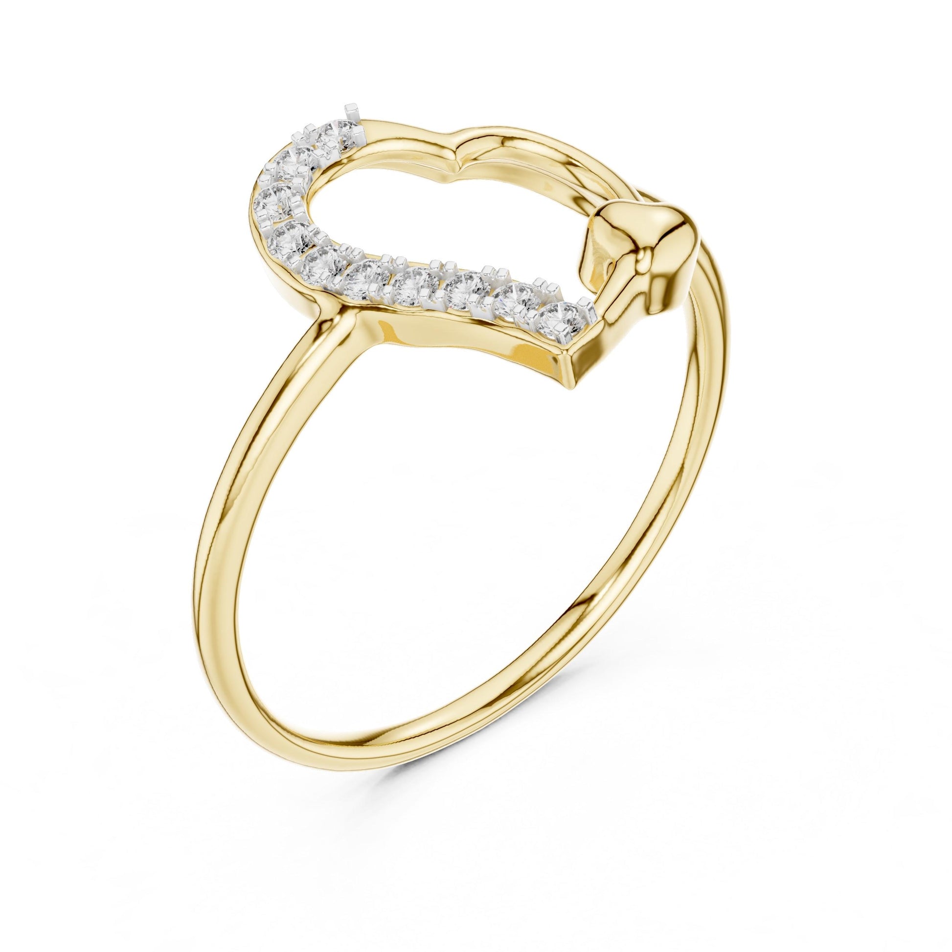 Riora moissanite heart ring with open band in rose gold and silver, minimalist romantic jewelry for women.