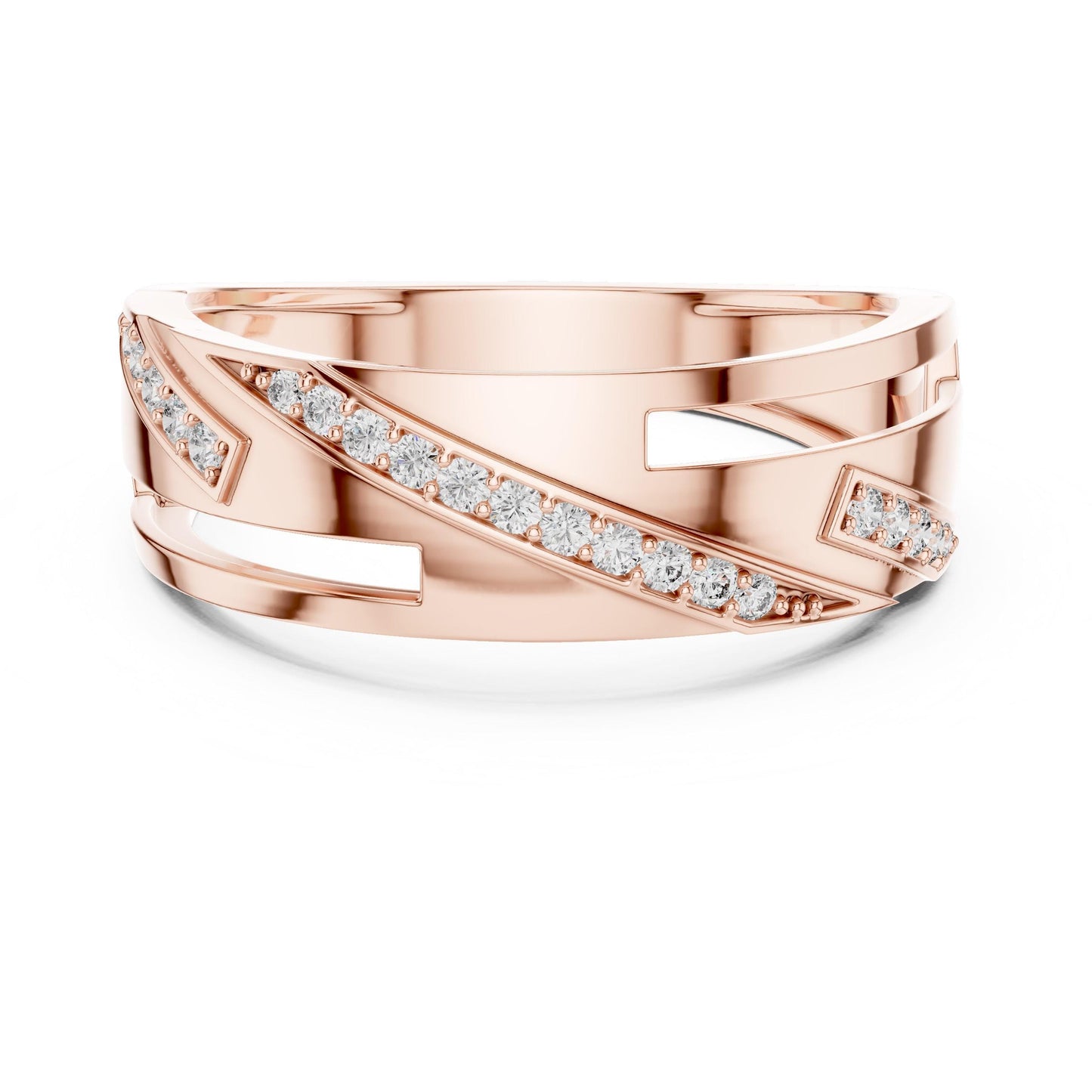 Riora luxury CZ wedding band ring in rose gold, silver, with hypoallergenic design and promise anniversary style.
