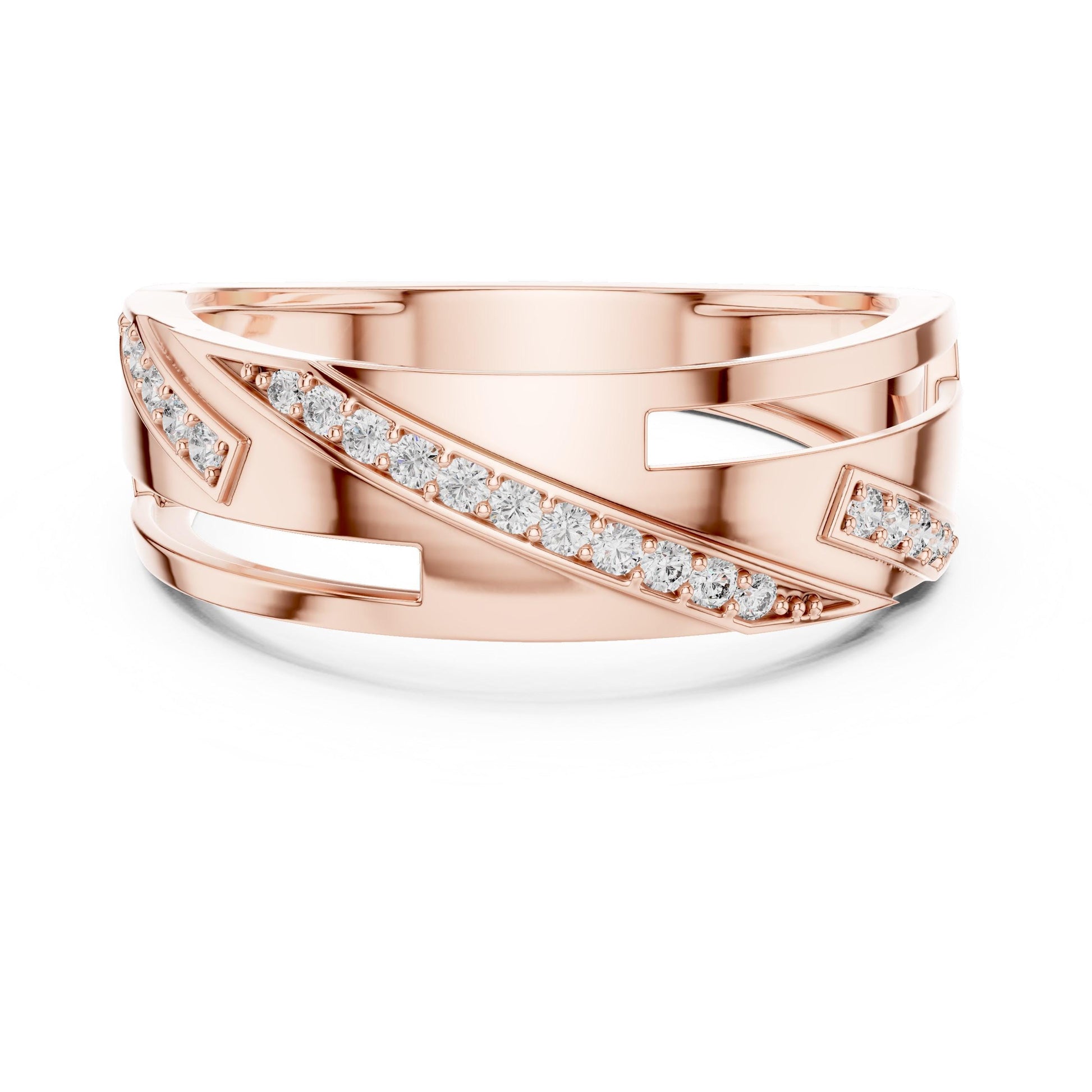 Riora luxury CZ wedding band ring in rose gold, silver, with hypoallergenic design and promise anniversary style.