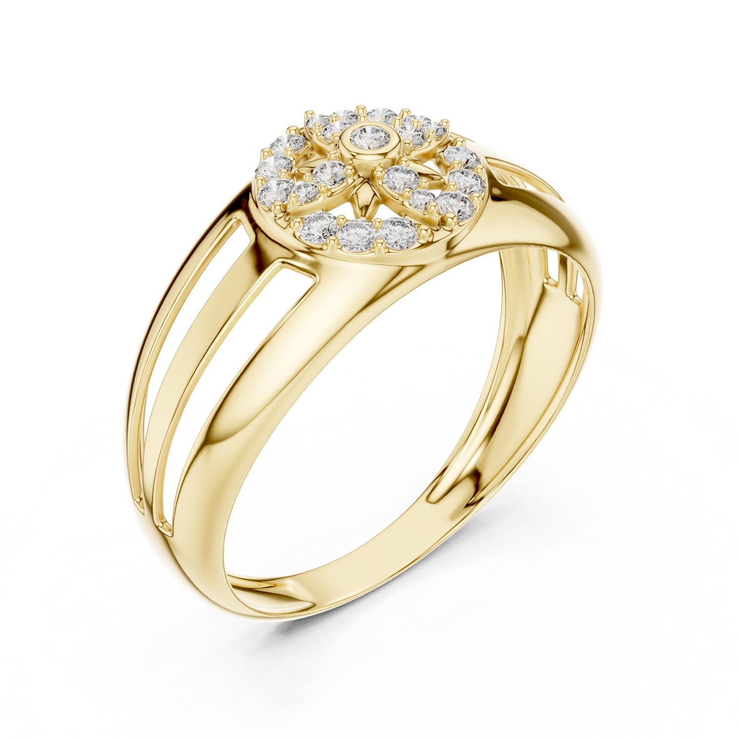 Riora luxury moissanite diamond halo ring in gold and silver, featuring sparkling stones and elegant craftsmanship for bridal jewelry