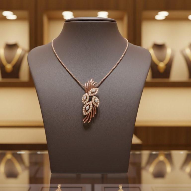 Moissanite Leaf Pendant Necklace, Hypoallergenic Adjustable Chain