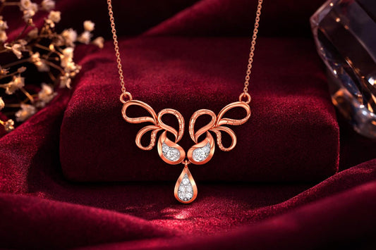 Riora moissanite swan drop necklace with gold, rose gold, or silver pendant, elegant bridal jewelry with minimalist luxury design