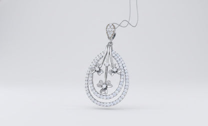 Moissanite Teardrop Pendant Necklace, Floral Diamond Look Charm in Gold Rose Gold Silver Gift