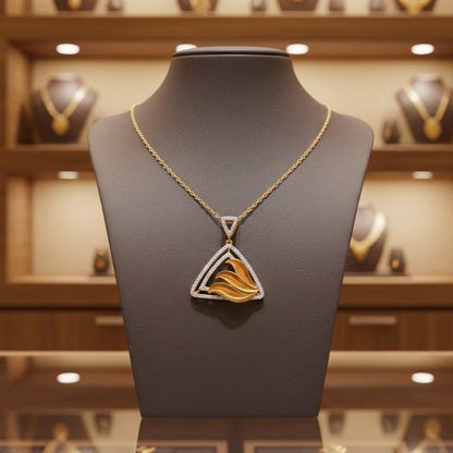 Moissanite Triangle Pendant Necklace, Gold Rose Silver Jewelry, Elegant Gift for Her
