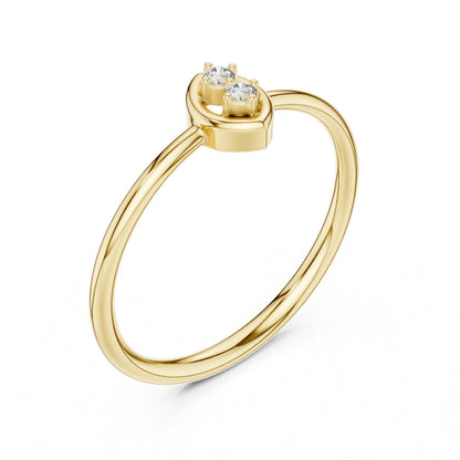 Riora minimalist double moissanite diamond ring with two stones, open gold and silver dainty engagement band, elegant and modern design