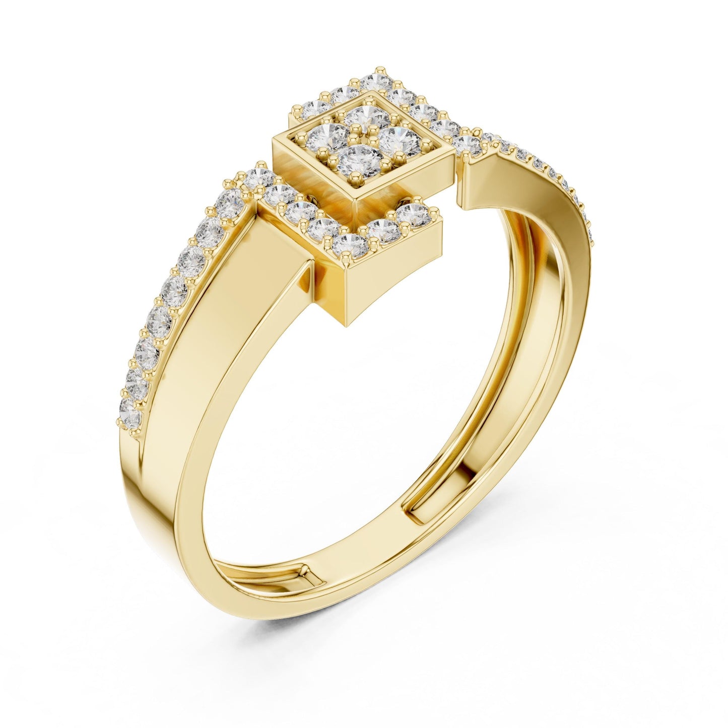 Riora luxury moissanite geometric ring in gold and silver, minimalist dainty band for engagement or promise jewelry.