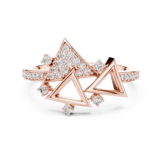 Geometric Triangle CZ Ring | Gold Silver Rose Gold Stackable Statement Ring