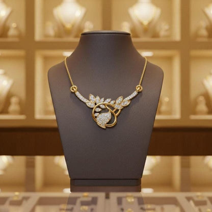 Moissanite Leaf Pendant Necklace, Hypoallergenic Adjustable Chain