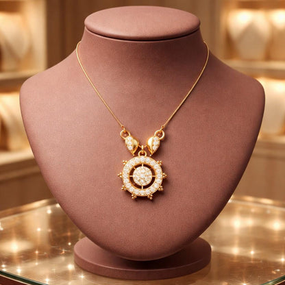 Riora moissanite halo pendant necklace in gold, rose gold, and silver with sparkling center stone, perfect for bridal or wedding jewelry.