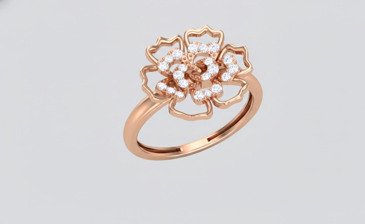 Moissanite Flower Ring | Floral Diamond Look Ring | Nickel-Free Hypoallergenic Statement Jewelry
