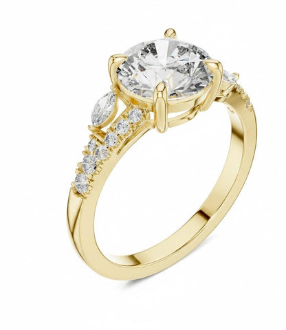 Riora luxury rose gold and silver engagement ring with romantic design, nickel-free bridal jewelry, close-up of the elegant band.