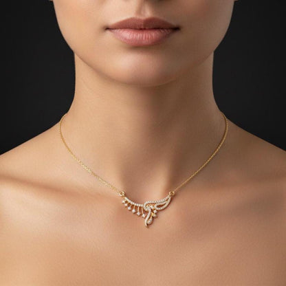 Moissanite Wing Pendant Necklace, Rose Gold Bridal Jewelry,