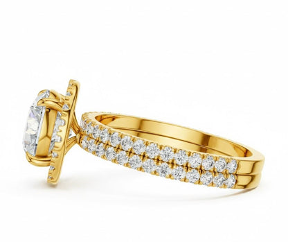 CZ Halo Engagement Ring | Gold, Rose Gold & Silver | Hypoallergenic Bridal Jewelry