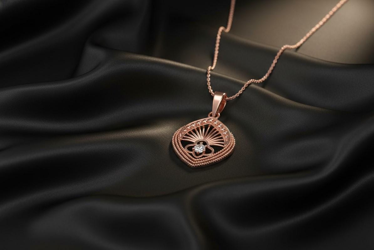 Moissanite Pendant Necklace | Hypoallergenic Teardrop Sunburst Design | Gold, Rose Gold, Silver
