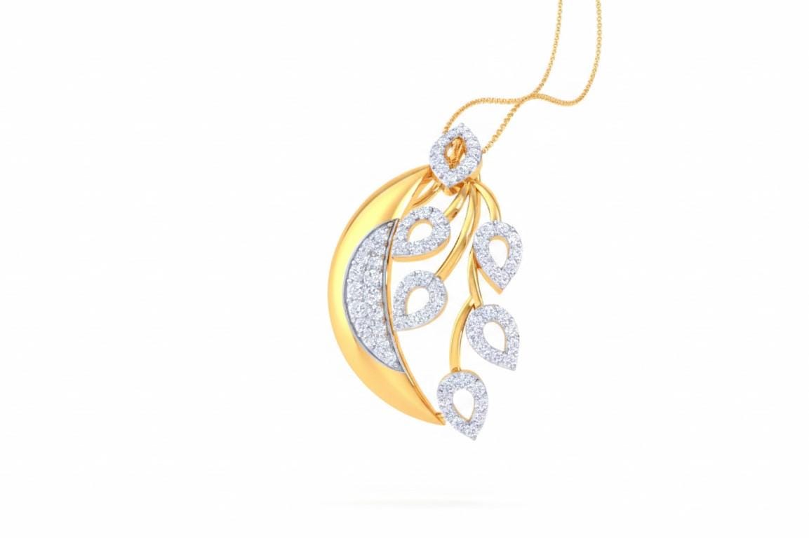 Moissanite Leaf Pendant Necklace | Rose Gold & Silver, Hypoallergenic