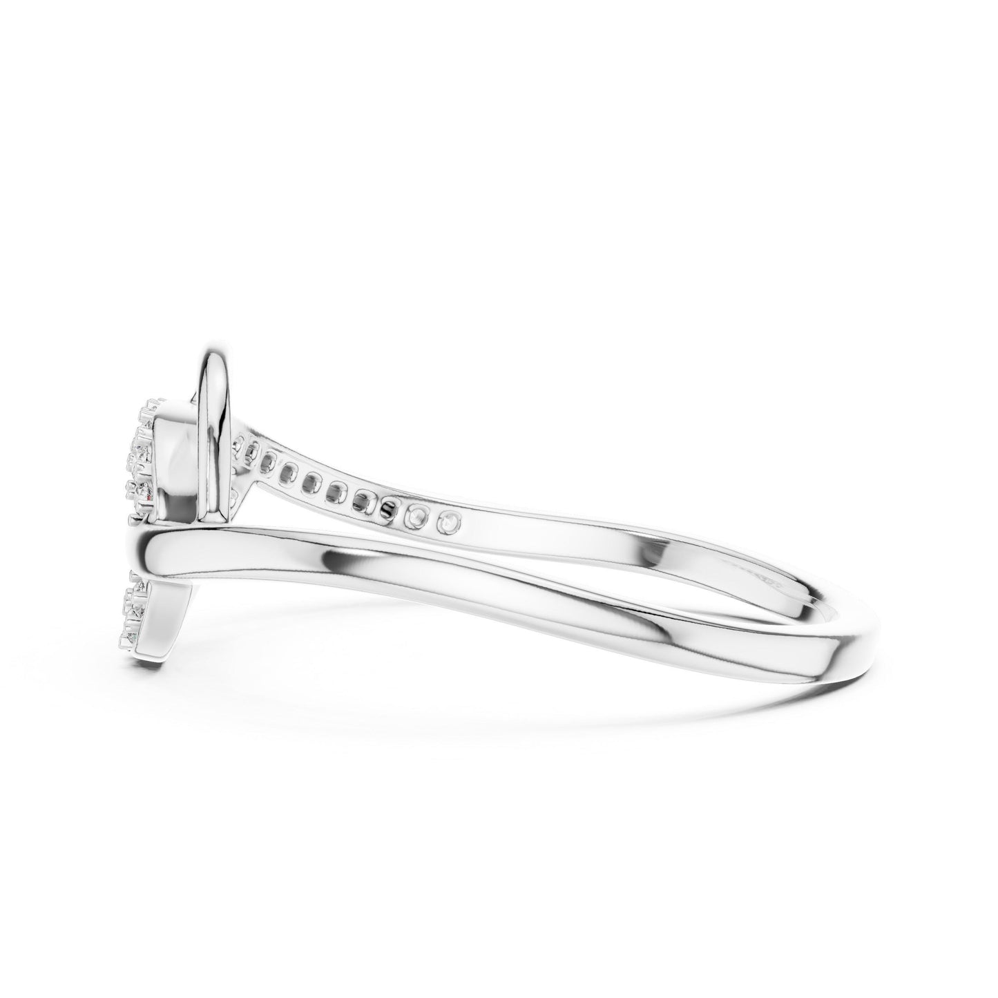 Riora infinity moissanite ring with twisted knot design in rose gold and silver, featuring diamond-style band for engagement or romantic gift
