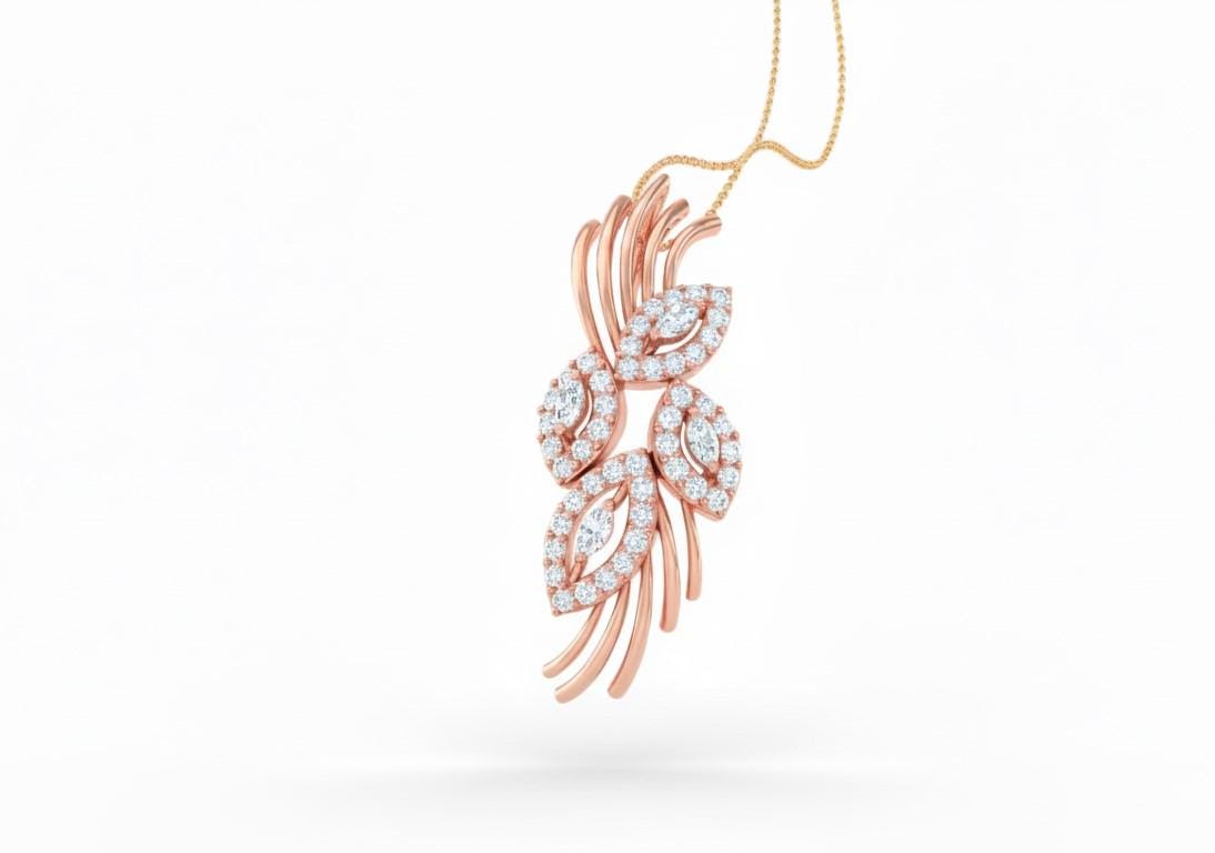 Moissanite Leaf Pendant Necklace, Hypoallergenic Adjustable Chain