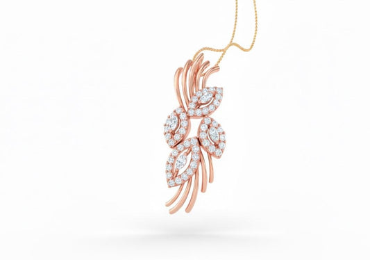 Moissanite Leaf Pendant Necklace, Hypoallergenic Adjustable Chain
