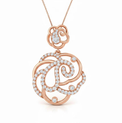 Moissanite Swirl Pendant Necklace for Women | Gold, Rose Gold & Silver | Bridal & Anniversary Gift