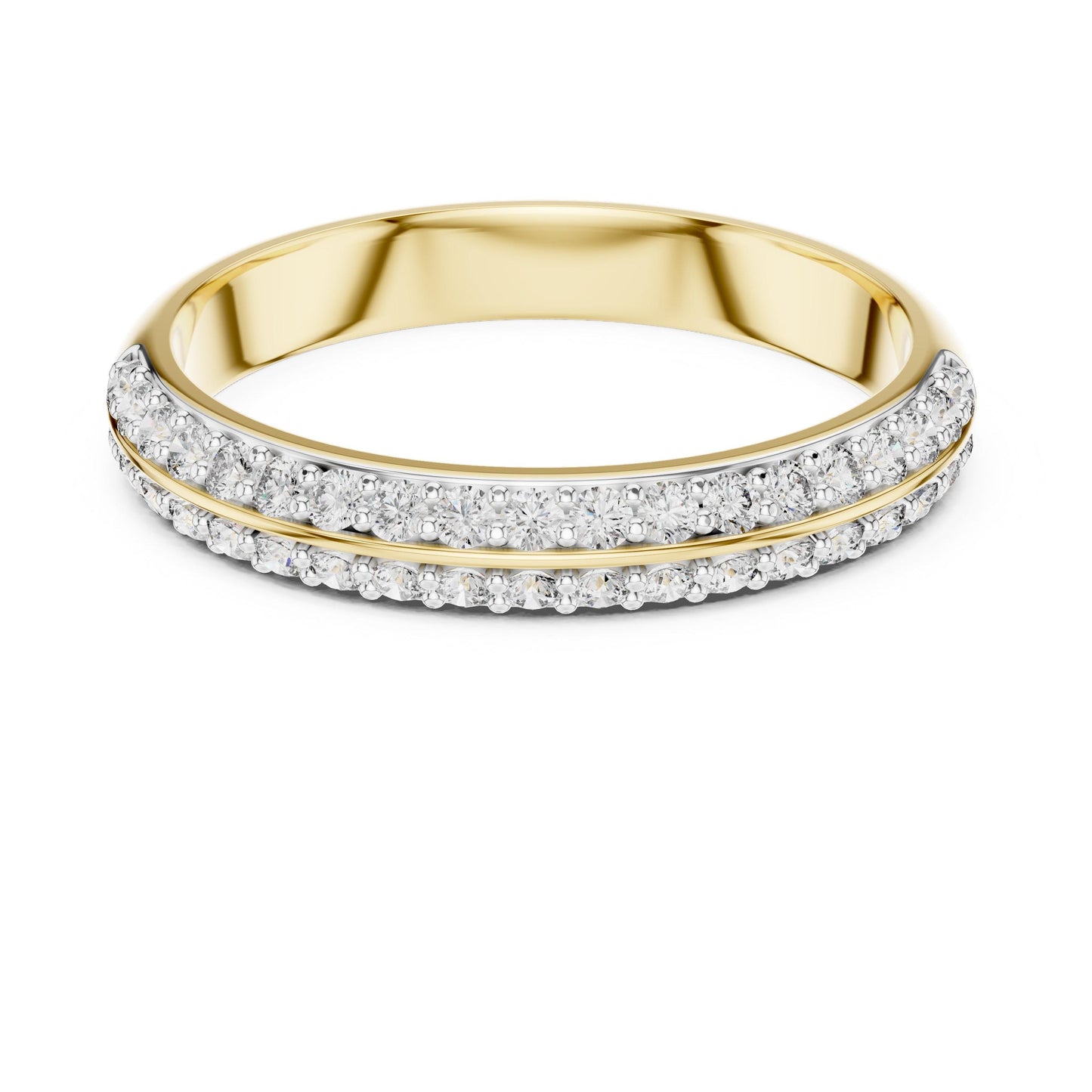 Riora moissanite diamond eternity ring with pave setting, full eternity band ideal for wedding or anniversary jewelry.