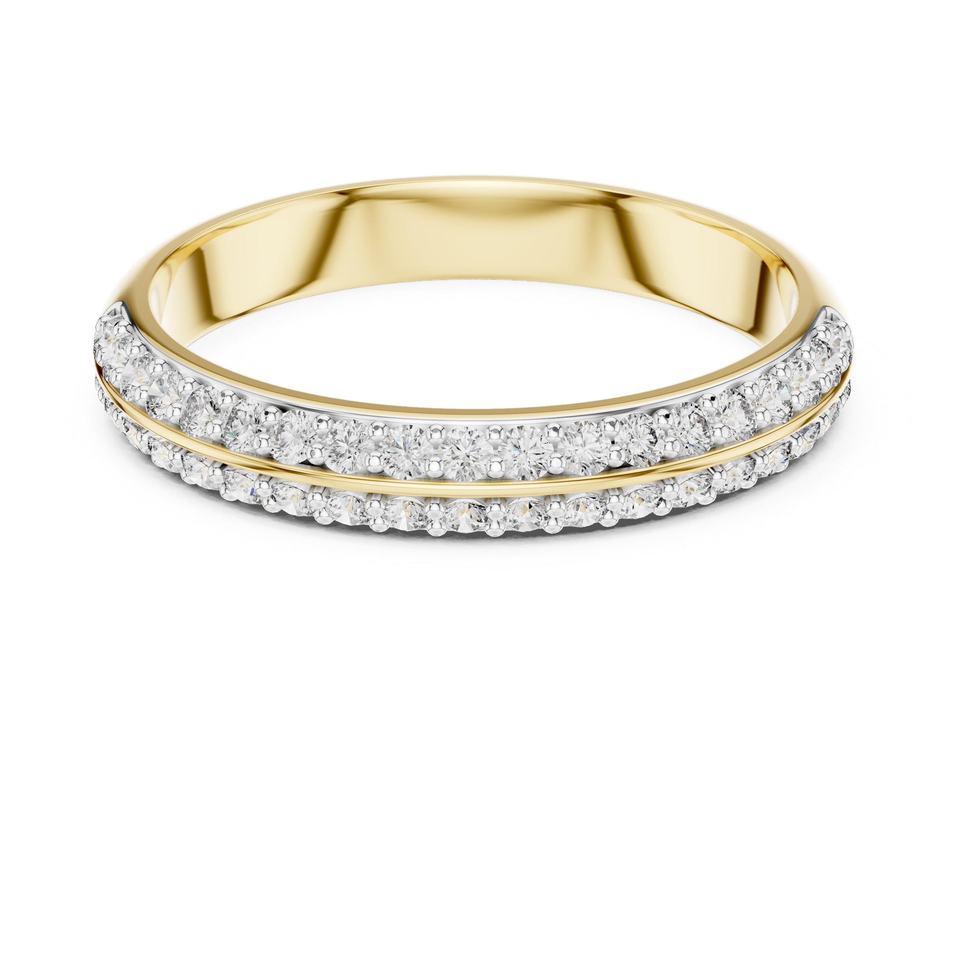 Riora moissanite diamond eternity ring with pave setting, full eternity band ideal for wedding or anniversary jewelry.