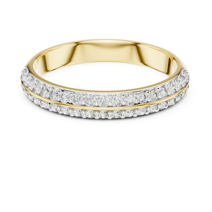 Riora moissanite diamond eternity ring with pave setting, full eternity band ideal for wedding or anniversary jewelry.