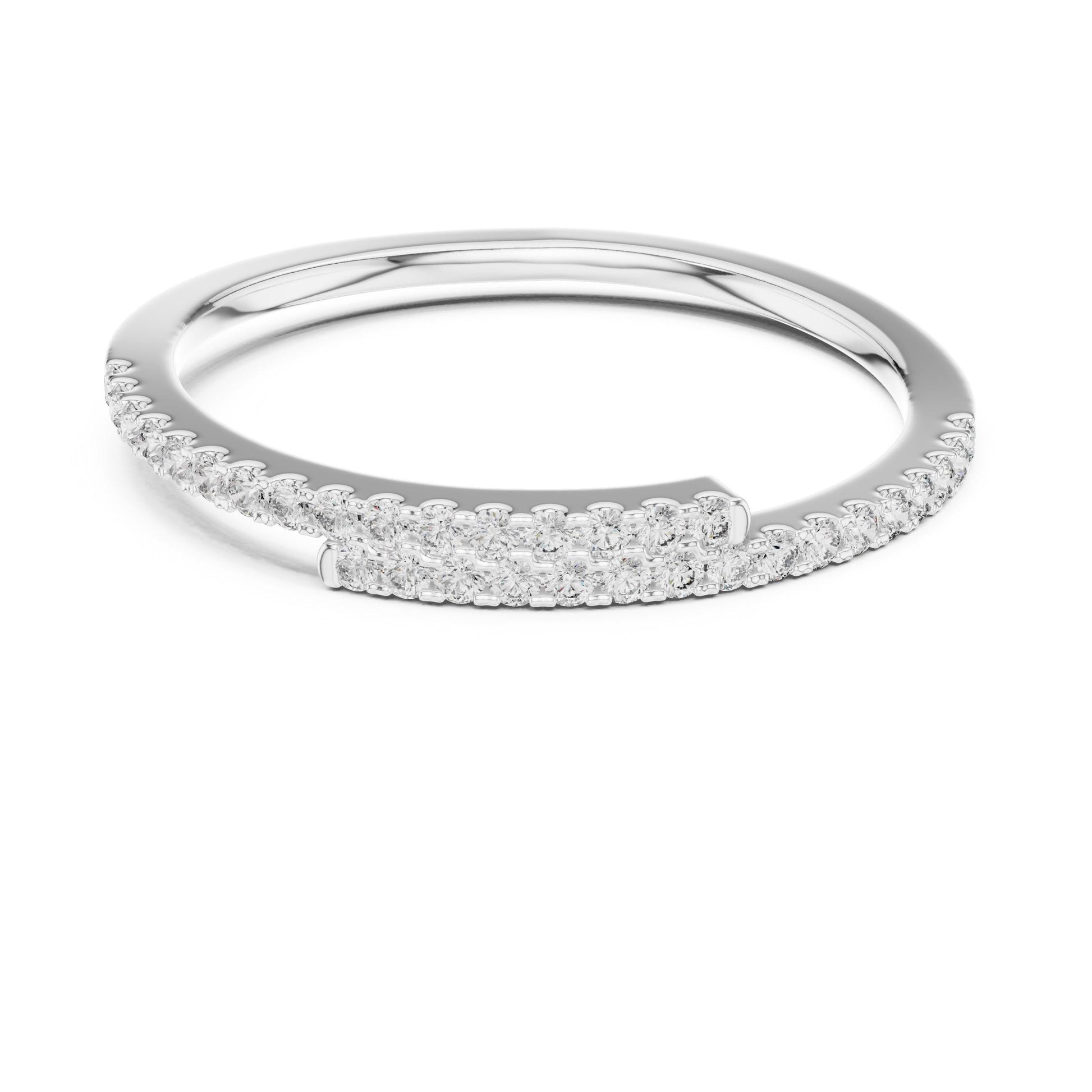 Riora rose gold moissanite curved wedding band with half eternity diamond style, minimalist stacking ring.