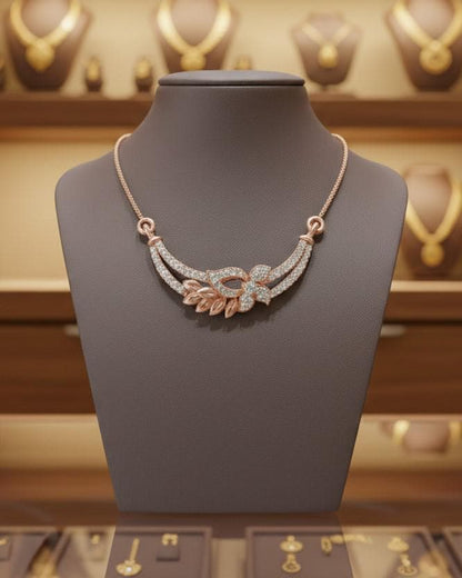 Elegant moissanite floral necklace by Riora featuring a sparkling flower pendant, perfect for bridal jewelry or wedding gifts.