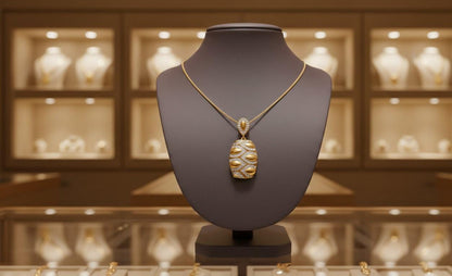 Leaf Pendant Necklace, Non-Allergenic Gold Jewelry, Adjustable Chain Moissanite